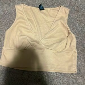 Tan criss cross cropped tank
